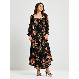 Floral Pattern Spring Vacation Dress